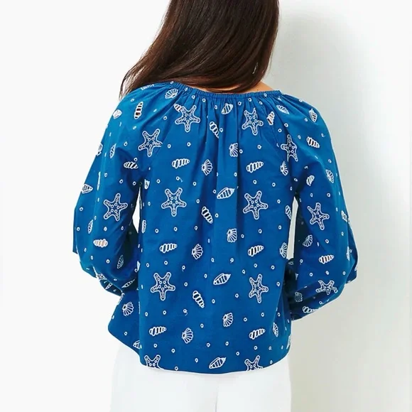 Lilly Pulitzer Maisha Long Sleeve Eyelet Shell Collector Embroidery Size XL - Picture 2 of 8